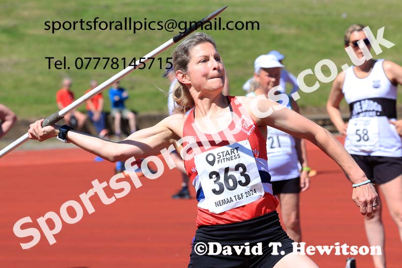 Womens javelin, 2024 NE Masters Track and Field Champs., Monkton Stadium, Jarrow.  Photo: David T. Hewitson/Sports for All Pics